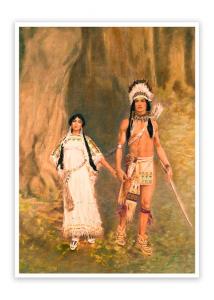 Открытка "Гайавата и Миннегага" Худ. Уильям Лэдд Тэйлор